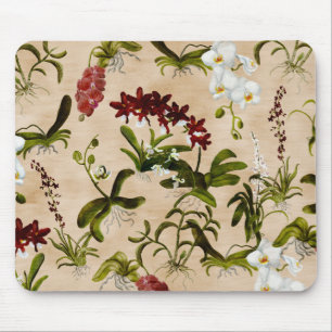 Mouse Pad - Orchid-Muster in Beige Mousepad