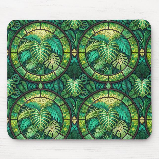 Mouse pad with a tropical leaf motif mousepad (Vorne)