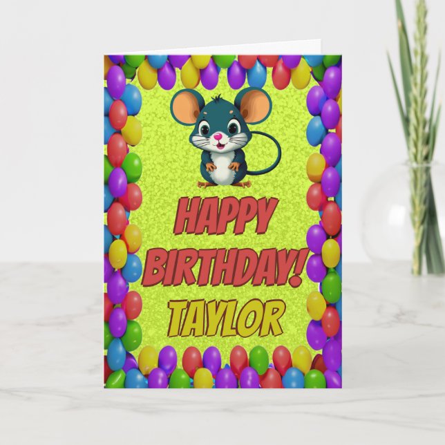 Mouse Personalisiert Fun Grußkarte Geburtstag Karte (Vorderseite)