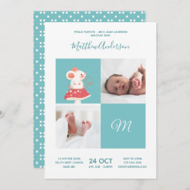 Mouse Rat ・ Alphabet Monogram Niedlich Babydusche Einladung