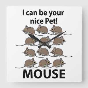 Mouse Rat Animal I kann Ihre nette Haustier-Maus Quadratische Wanduhr