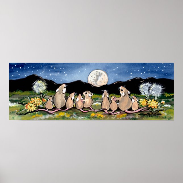 Mouse Rat Rodent Watching Moon Poster Marine Sweet (Vorne)
