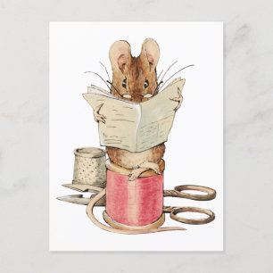 Mouse Reading Newspaper Beatrix Potter Postkarte