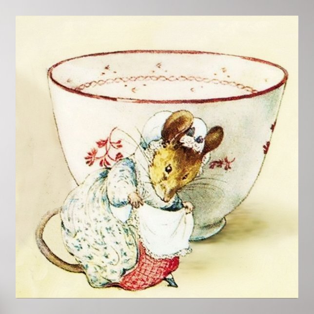 "Mouse Seamstress and Teacup" von Beatrix Potter Poster (Vorne)