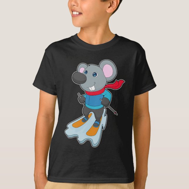 Mouse Skier Wintersport T-Shirt (Vorderseite)