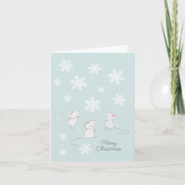Mouse Snowflake Aquamarin Blue Frohe Weihnachten N (Vorderseite)