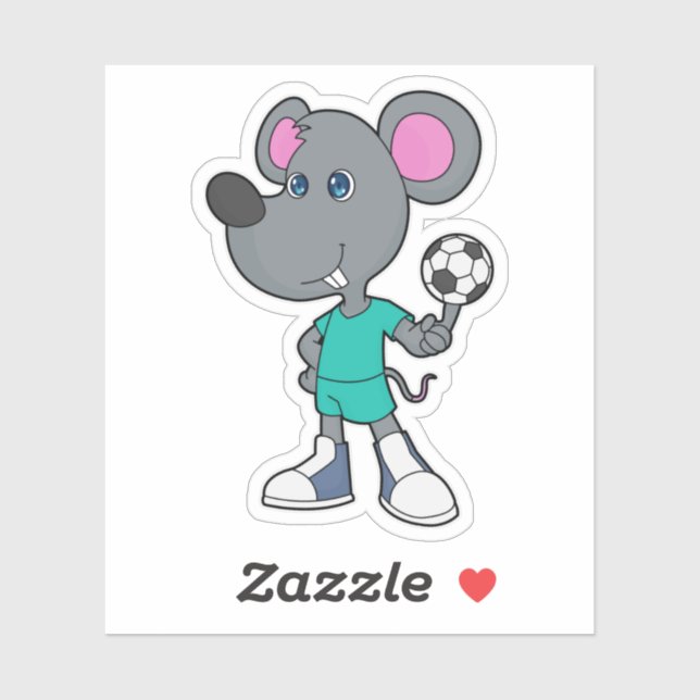 Mouse Soccer Player Soccer Aufkleber (Blatt)