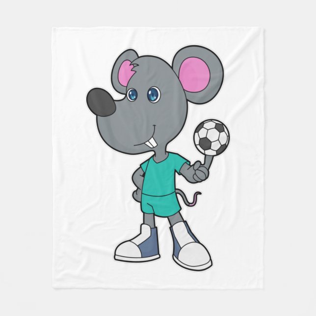 Mouse Soccer Player Soccer Fleecedecke (Vorderseite)
