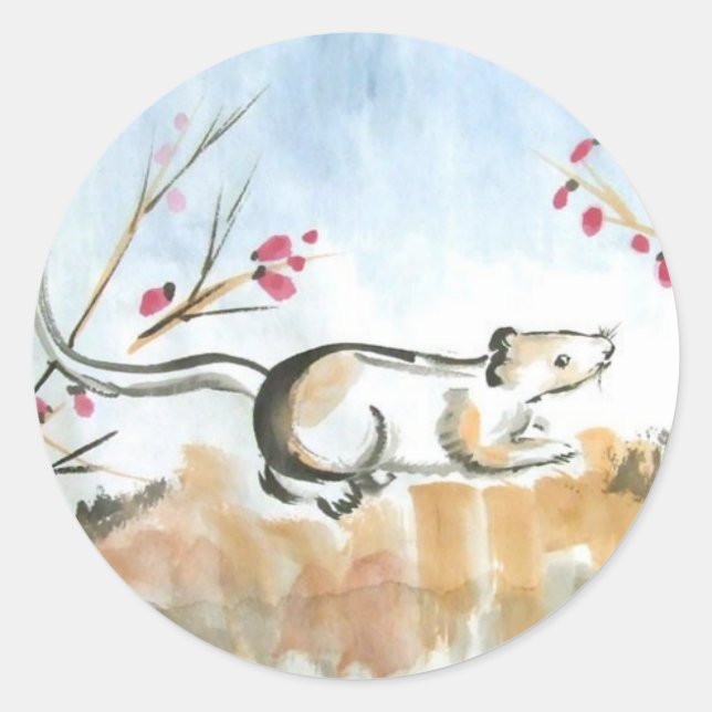 Mouse- und Berries-Aufkleber Runder Aufkleber (Vorderseite)