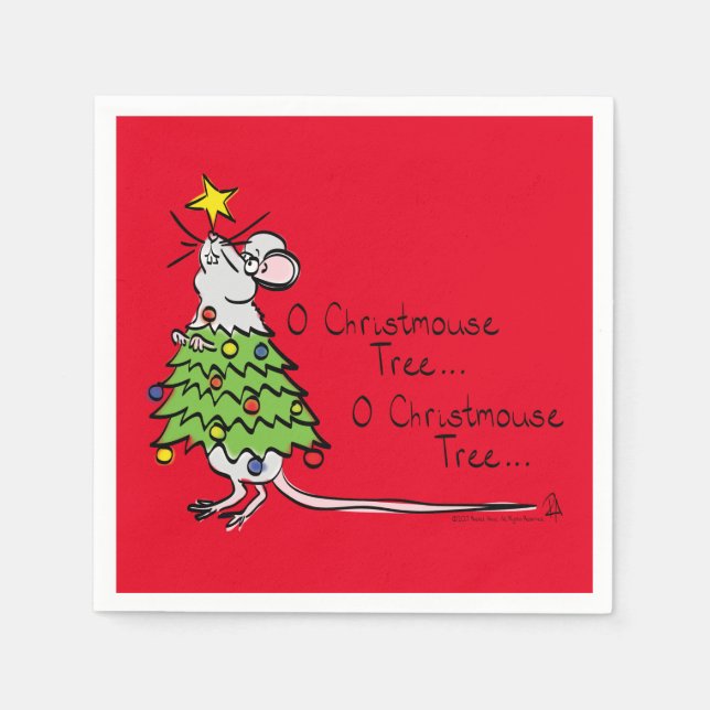 Mouse Weihnachtsbaum Funny Kids Serviette (Vorderseite)
