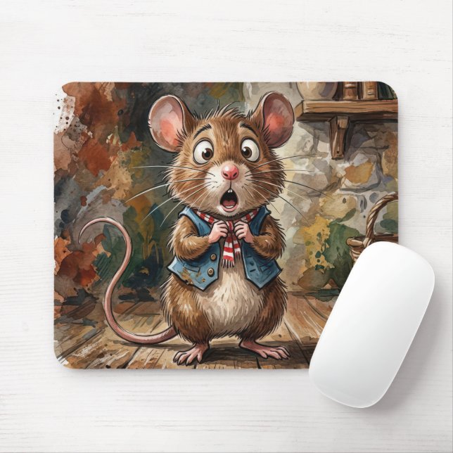 Mouse with a Surprised Look  Mousepad (Mit Mouse)