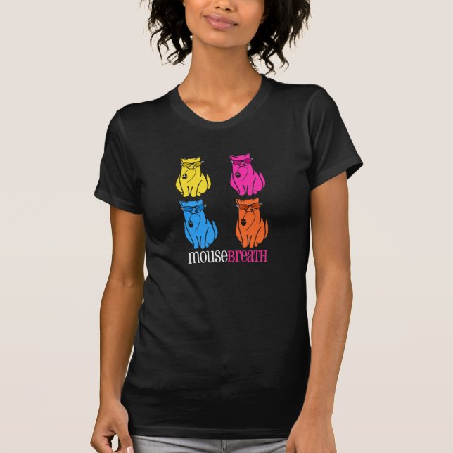 Mousebreath Katzen-Schwarz-"zerstörtes" T-Shirt (Vorderseite)