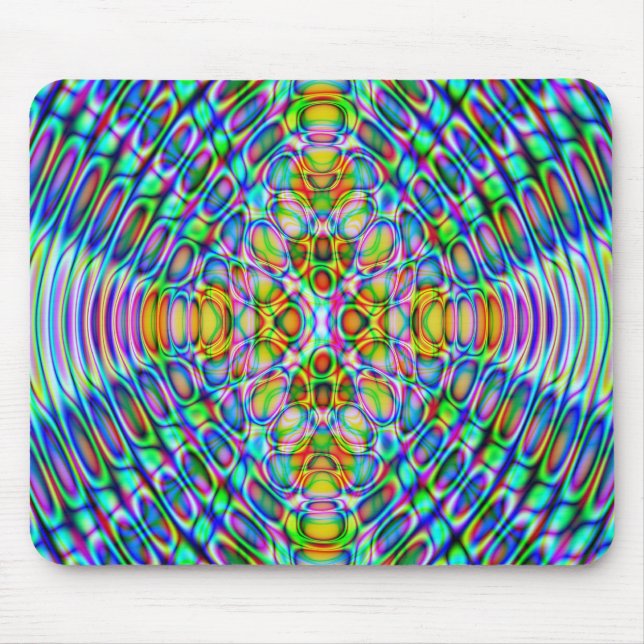 Mousemat Abstract Psychedelic Design, Blue Gold Mousepad (Vorne)
