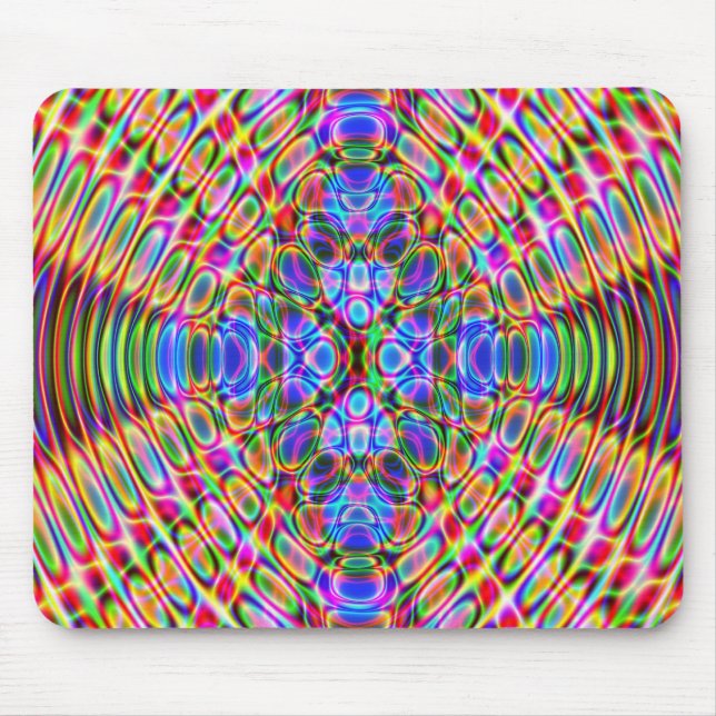Mousemat Abstract Psychedelic Design, Red Blue Mousepad (Vorne)