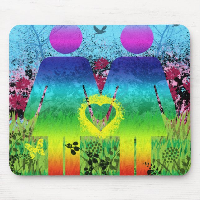 Mousemat Abstrakt Digital Graffiti Rainbow Liebe Mousepad (Vorne)