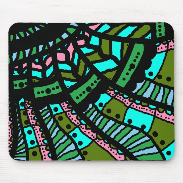 Mousemat, Abstrakte Doodkunst, Zyanenrosa Mousepad (Vorne)