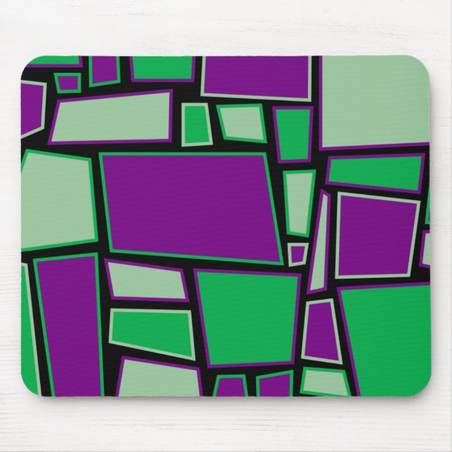 Mousemat, abstrakte Quadrate, lila, Grüntöne Mousepad (Vorne)