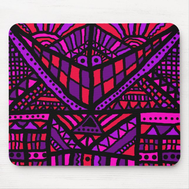 Mousemat, Abstraktes Lächeln Rot, Lila rosa Mousepad (Vorne)