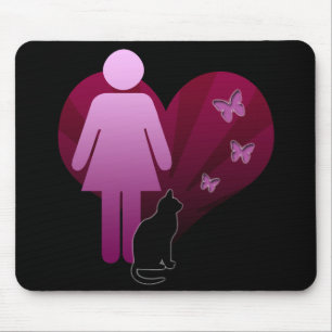 Mousemat Mädchen und ihre Kitty Katze, lieben Schm Mousepad