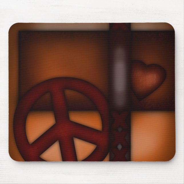 Mousemat, rustikales Herz und Friedenszeichen Mousepad (Vorne)
