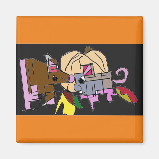 Mousen und Kürbis Magnet (Vorne)