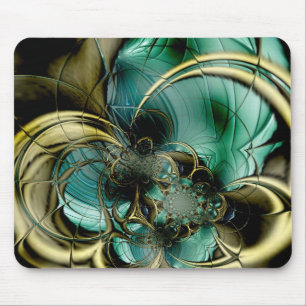 Mousepad Abstrakt Art Metal Gold Aquamarines Glas