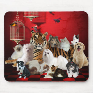 Mousepad Animals Tiger Katzen Hunde 3