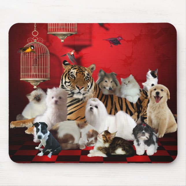Mousepad Animals Tiger Katzen Hunde 3 (Vorne)