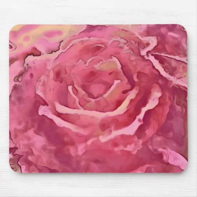 Mousepad Aquarelltöne Rose Rot und Rosa (Vorne)