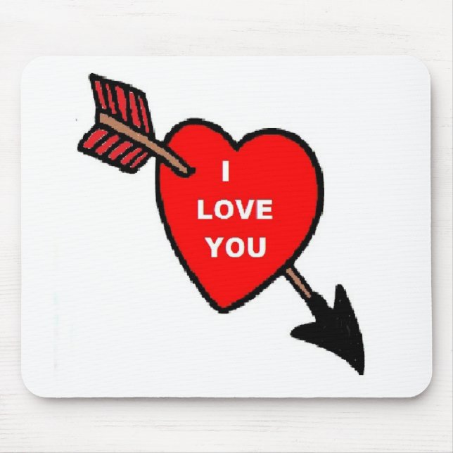Mousepad Arrow Thru Heart Red, ich Liebe Sie (Vorne)