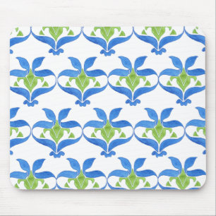 Mousepad, blau, grün, weiß, Jugendstil Mousepad