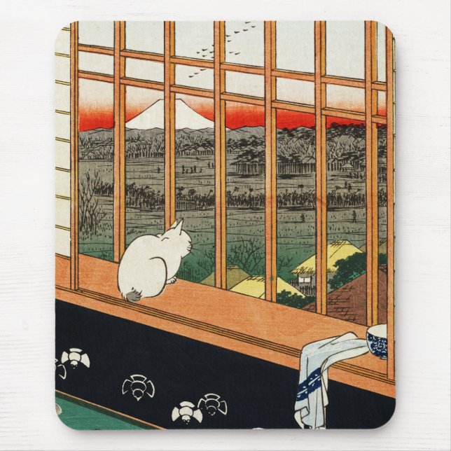 Mousepad: Cat on Window von Hiroshige 歌 川 広 重 Mousepad (Vorne)