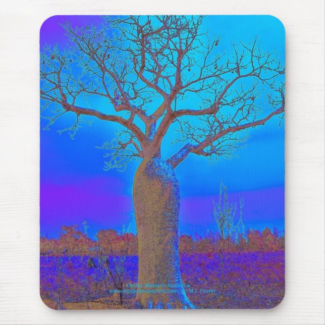 Mousepad - eleganter blauer Boab Baum (Vorne)