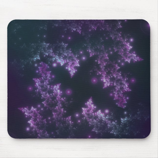 Mousepad Fraktal Blätter Violet Glow (Vorne)