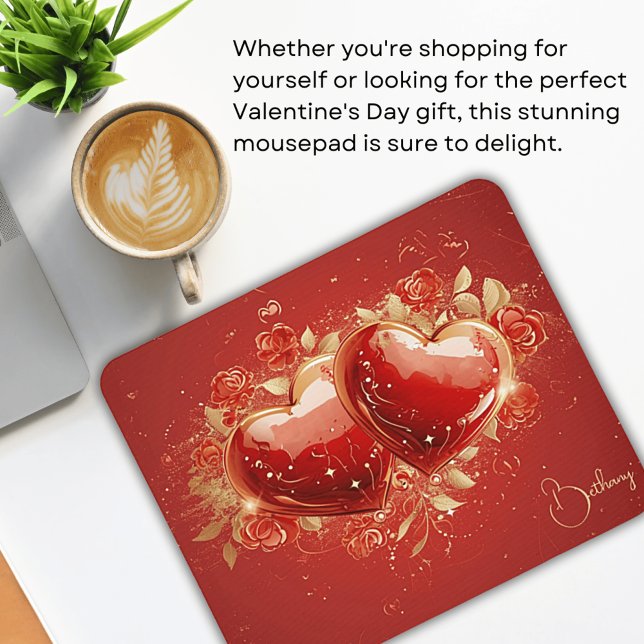 Mousepad für personalisiertes Red & Gold 3-D-Herz- (Von Creator hochgeladen)