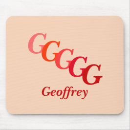 Mousepad - gestaffelte Initialname und Name in Rot