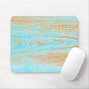 Mousepad, gewittertes Brett in Blau und Orange Mousepad