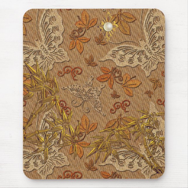 Mousepad Gold Beige Butterfly 2 (Vorne)