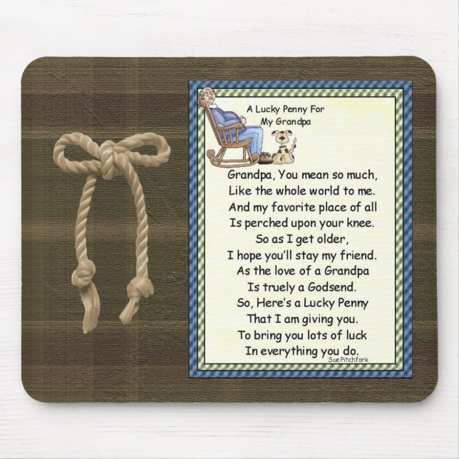 Mousepad-Großvater-Glücklicher Penny-Kleber Penny Mousepad (Vorne)