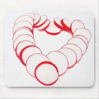 Mousepad Herz aus Radieschenscheiben
