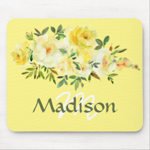 Mousepad im Vintage-Stil mit Monogramm und gelben 