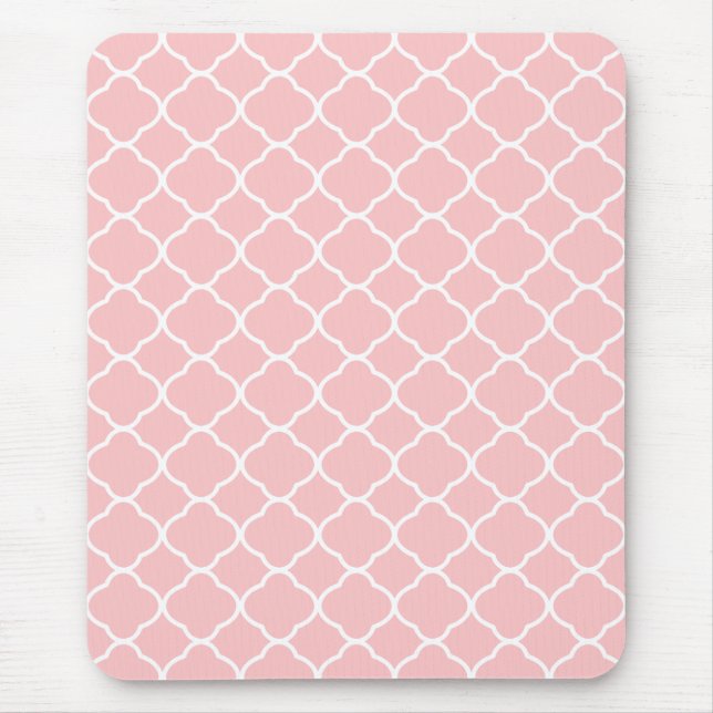 Mousepad in Rosa und Weiß-Quatrefolie (Vorne)