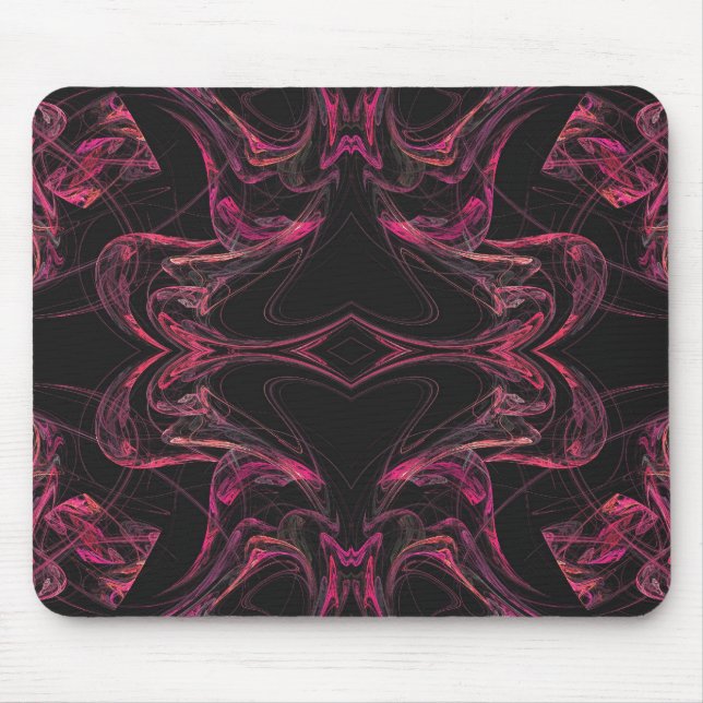 Mousepad in Schwarz/Rosa Fraktal (Vorne)