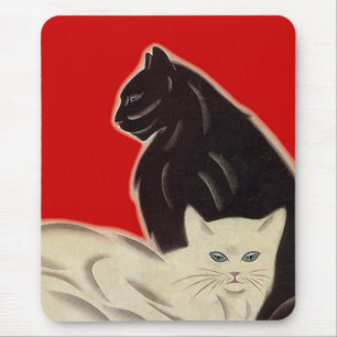 Mousepad Kunst-Deko-Katzen-scharfes rotes