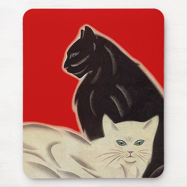 Mousepad Kunst-Deko-Katzen-scharfes rotes (Vorne)