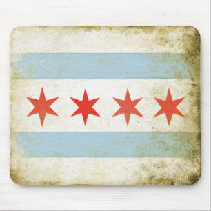 Mousepad mit beunruhigtem Chicago-Flaggen-Druck