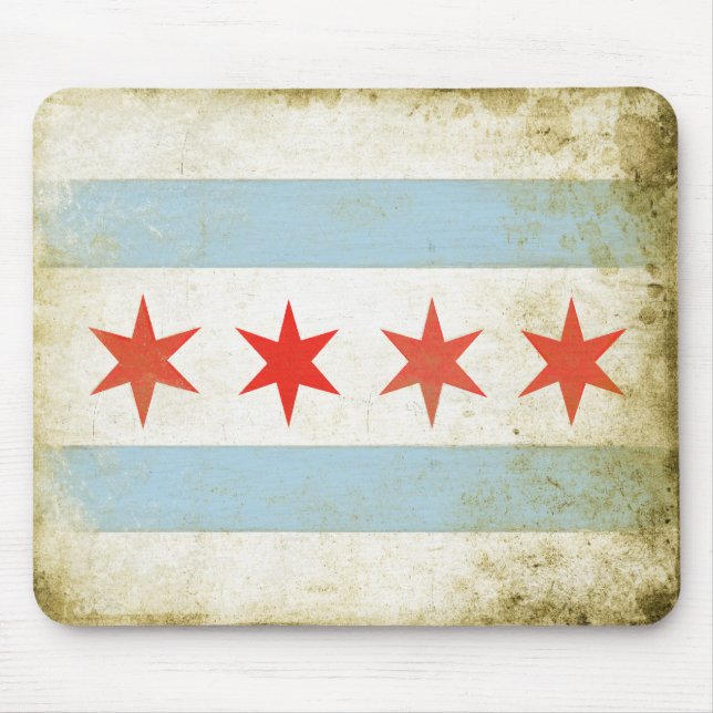 Mousepad mit beunruhigtem Chicago-Flaggen-Druck (Vorne)