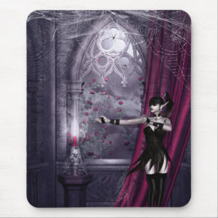 Mousepad mit Gothic Fantasy Girl im Spooky Room