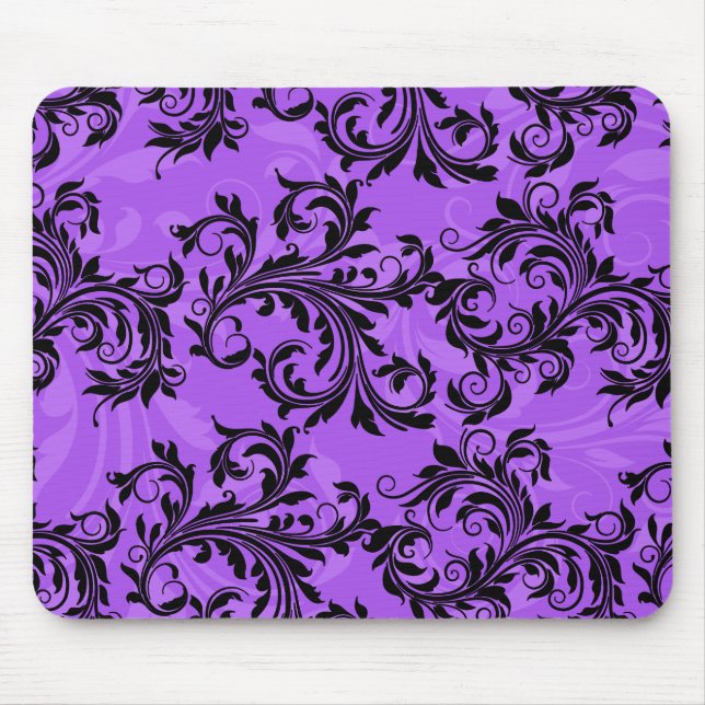 Mousepad mit lila und schwarzen Blättern (Vorne)