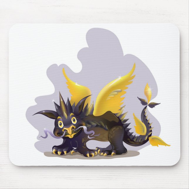 Mousepad mit lustigem schwarzem Drachebild (Vorne)
